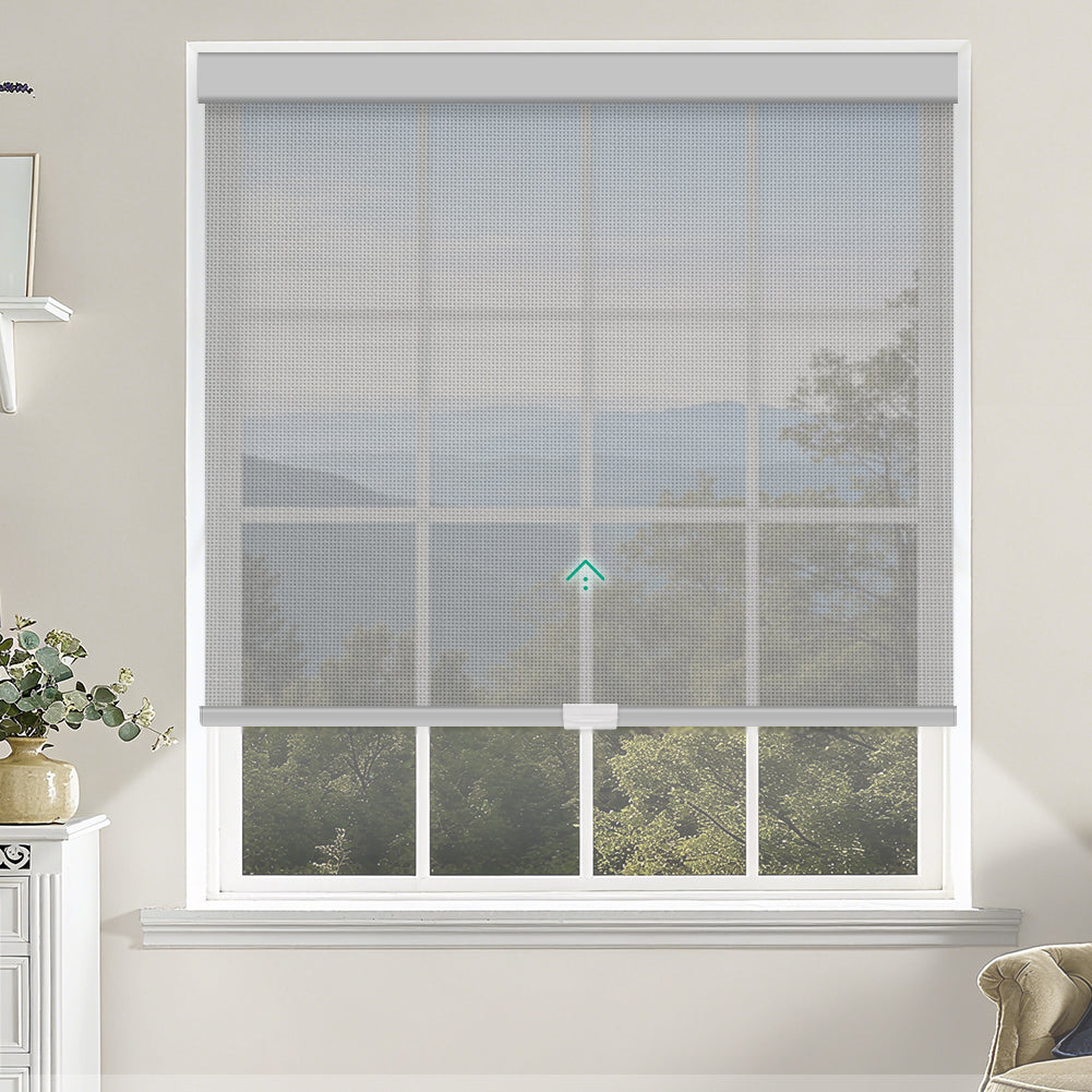 Manual Cordless Light Filtering Roller Shades - Fireproof Fabric