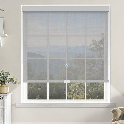 Manual Cordless Light Filtering Roller Shades - Fireproof Fabric