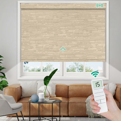 Motorized Blackout Roller Shade - Texture Fabric