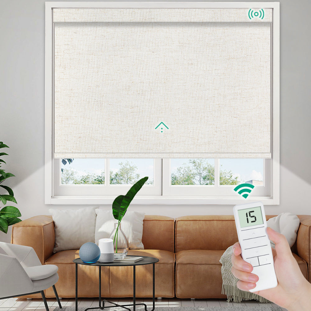 Motorized Blackout Roller Shade - Texture Fabric