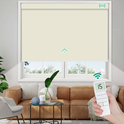 Motorized Blackout Roller Shade - Vinyl Fabric