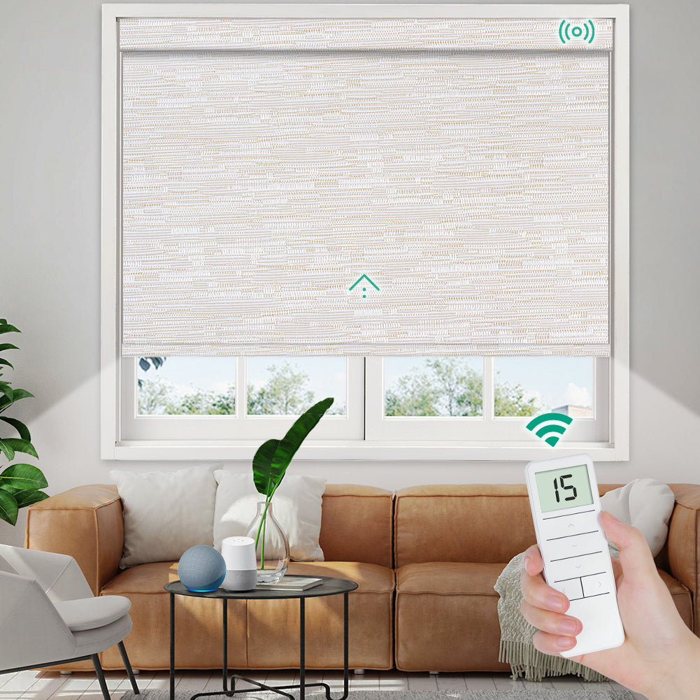 Motorized Blackout Roller Shade - Texture Fabric