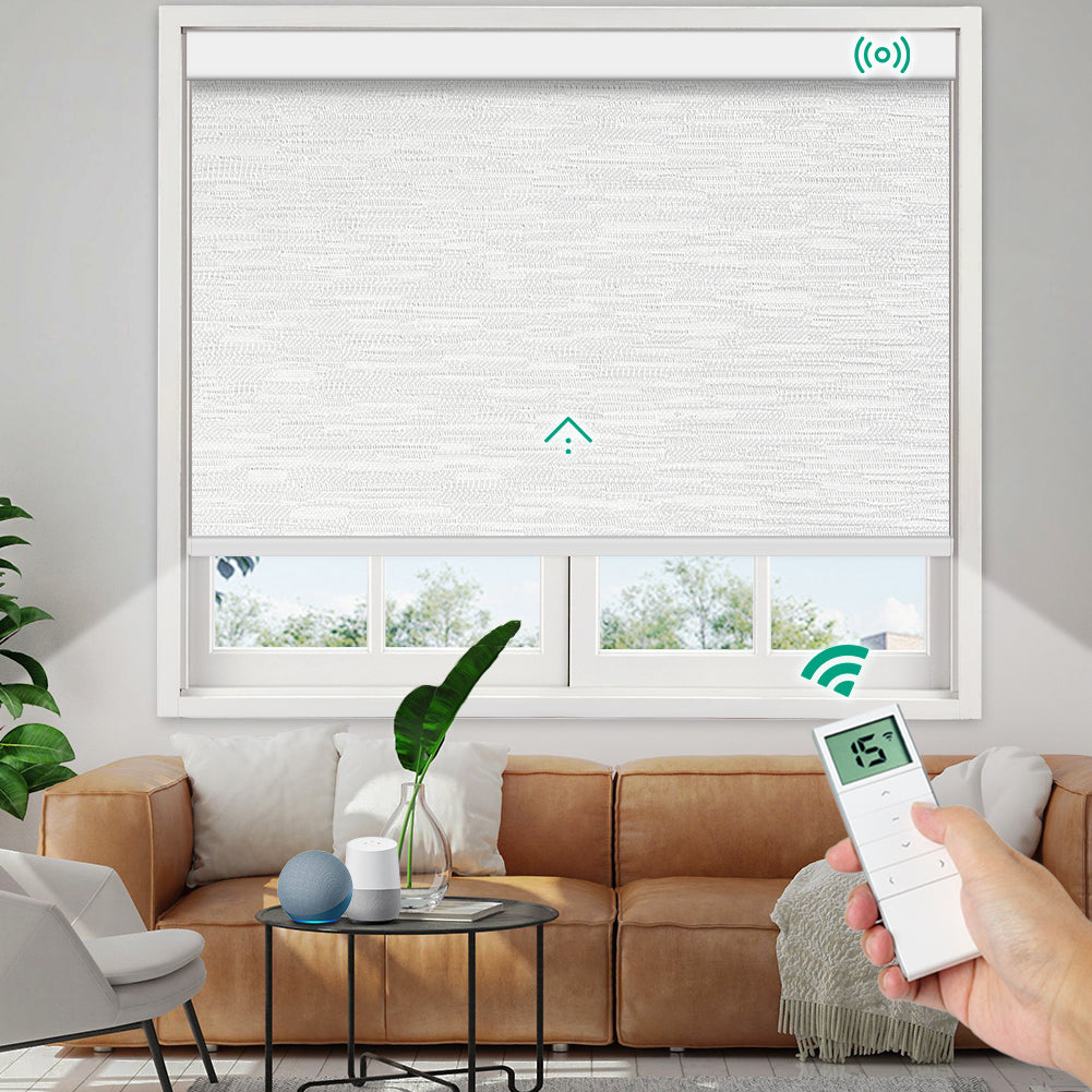 Motorized Blackout Roller Shade - Texture Fabric