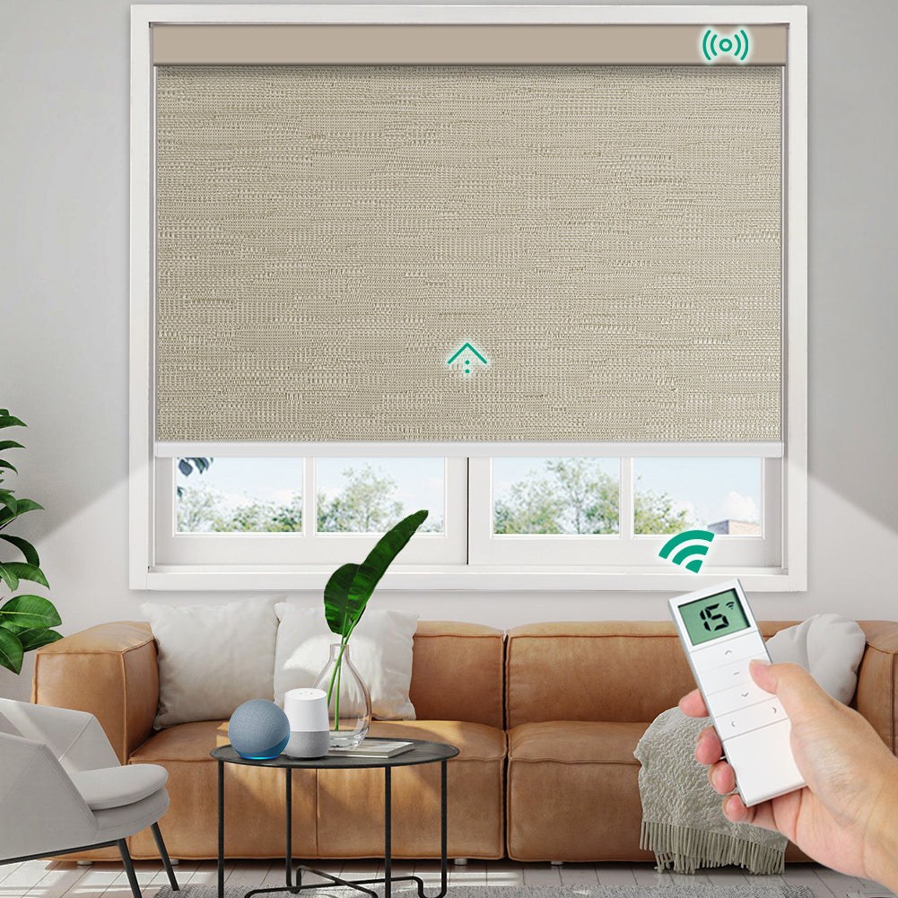Motorized Blackout Roller Shade - Texture Fabric