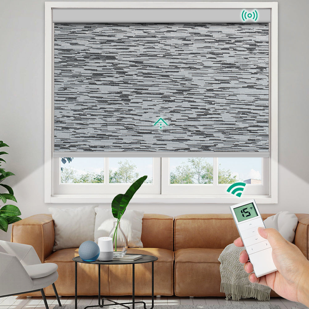 Motorized Blackout Roller Shade - Texture Fabric