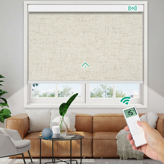 Motorized Blackout Roller Shade - Texture Fabric