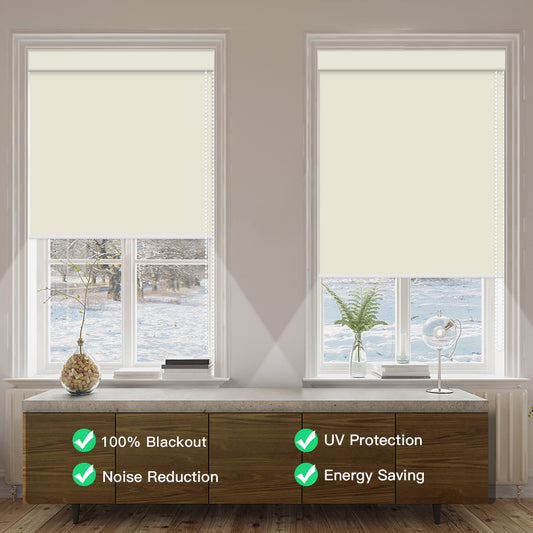 Manual Corded Blackout Roller Shade - Vinyl Fabric