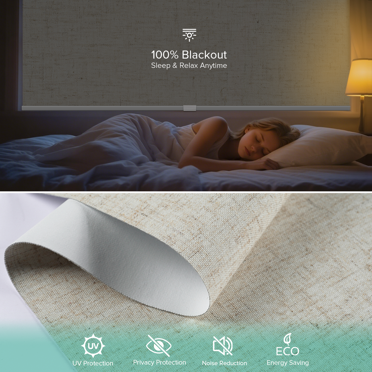 Manual Cordless Blackout Roller Shade - Texture Fabric