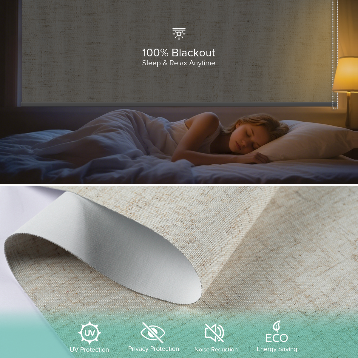 Manual Corded Blackout Roller Shade - Texture Fabric