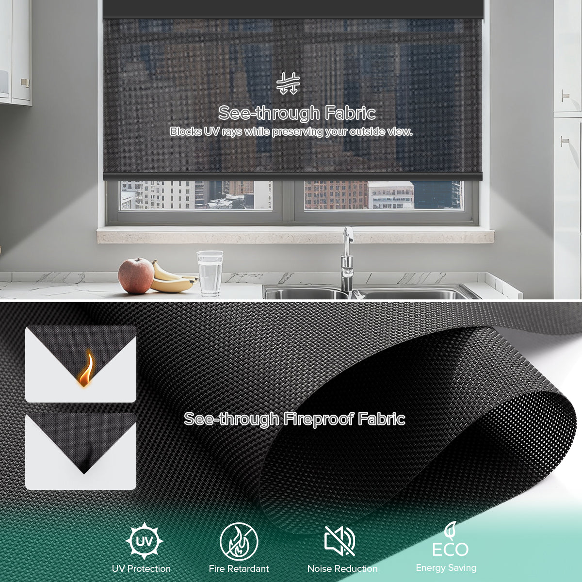 Motorized Light Filtering Fireproof Roller Shades