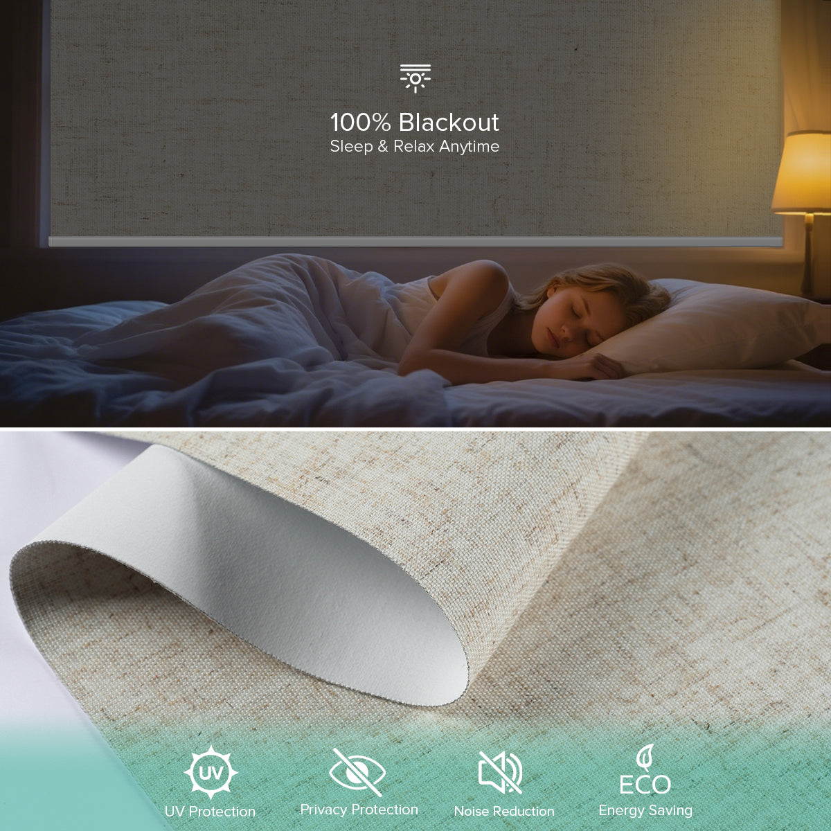 Motorized Blackout Roller Shade - Texture Fabric