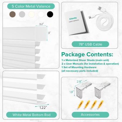 Motorized Shangri-La Sheer Shade - Blackout & Custom Fit