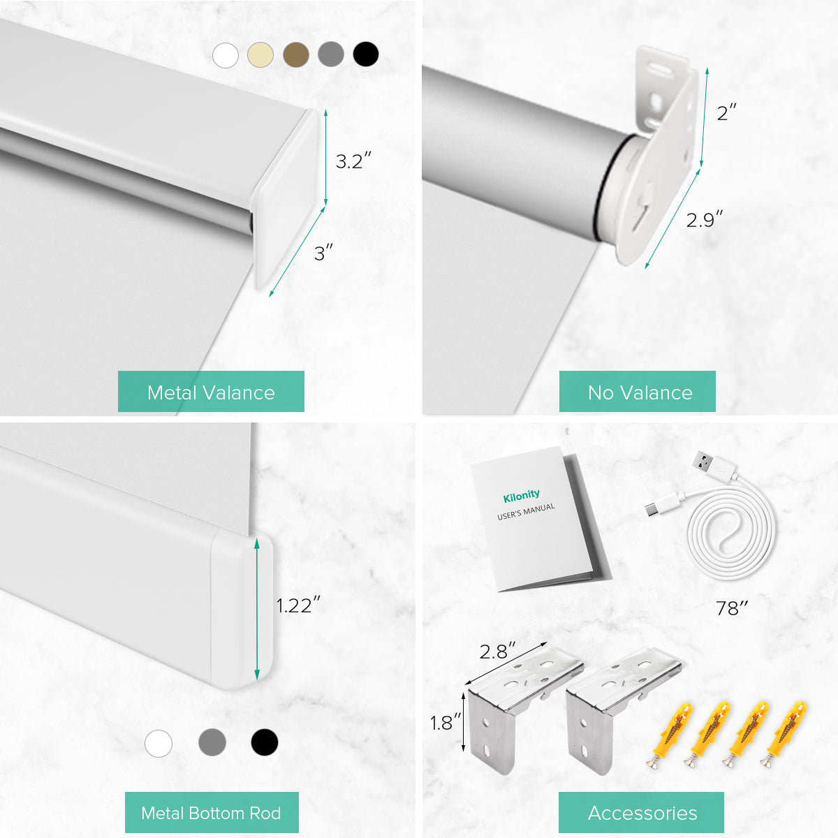 Motorized Blackout Roller Shade - Vinyl Fabric