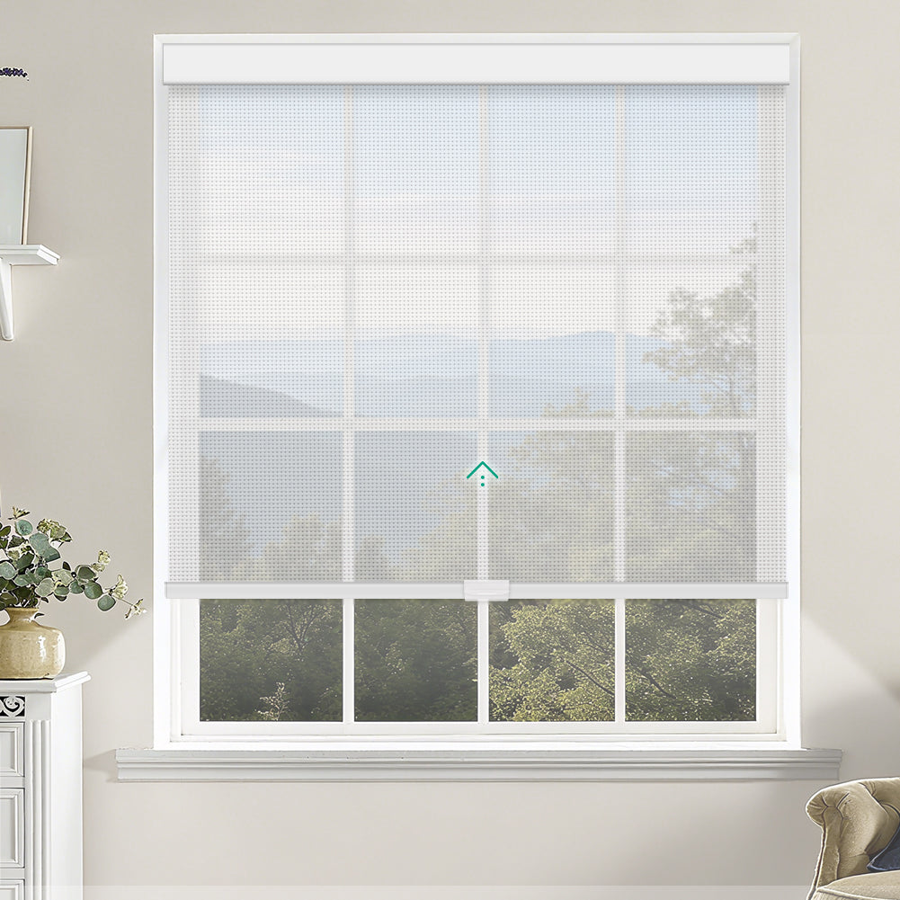 Manual Cordless Light Filtering Roller Shades - Fireproof Fabric