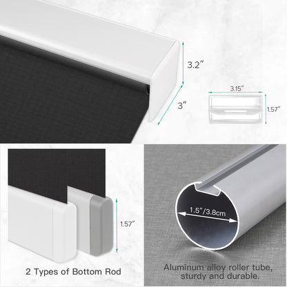 Manual Cordless Light Filtering Roller Shades - Fireproof Fabric