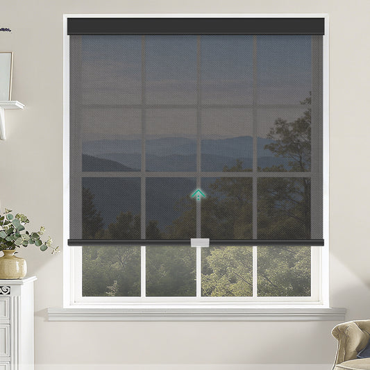 Manual Cordless Light Filtering Roller Shades - Fireproof Fabric